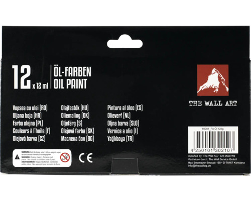 Förpackning med tolv oljefärger