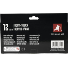 Förpackning med tolv akrylfärger