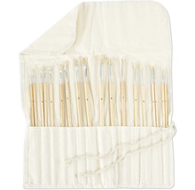 Penselset i en ljus tygväska, ordnade efter nummer