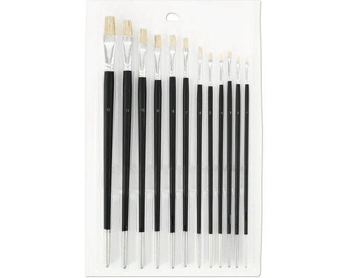 Set med tio borstpenslar i olika storlekar