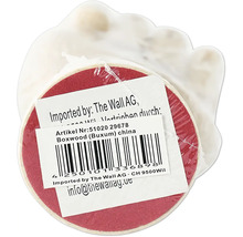 Underlägg av buxbom med etikett