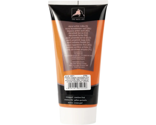Akrylfärg orangegul 200ml Tub med orange konstnärsakrylfärg