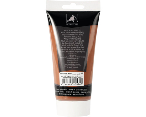 Akrylfärg bränd sienna 200ml Tub konstnär akrylfärg bränd sienna