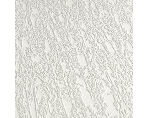 Vit präglad tapet med växtmönster