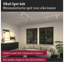 URail Spot Salt skensystem med flera spotlights i vardagsrummet