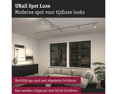 URail Spot Luxe skensystem i vardagsrum.