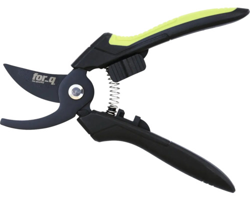 Trädgårdssax med fjäder och for.q logotyp