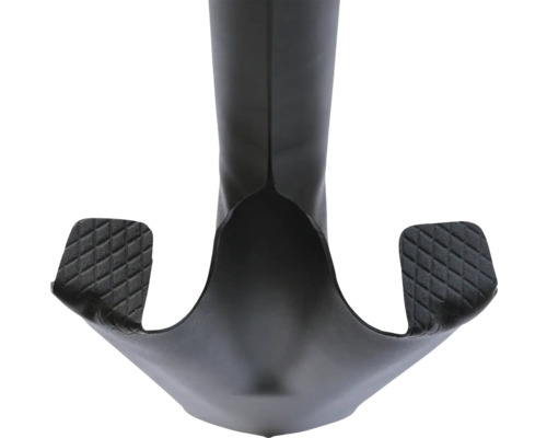 Närbild av en svart spade med fotstöd