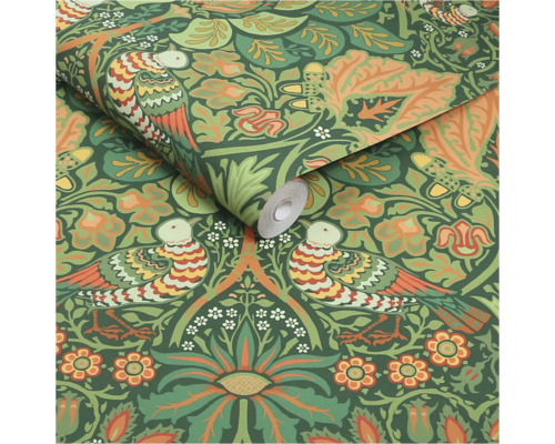 Tapet med fågel- och blomstermönster