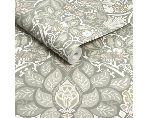 Tapetrulle med fågel- och blomstermönster