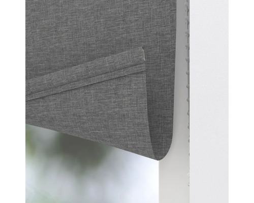 Grå hissgardin för fönsterdekoration och avskildhet.