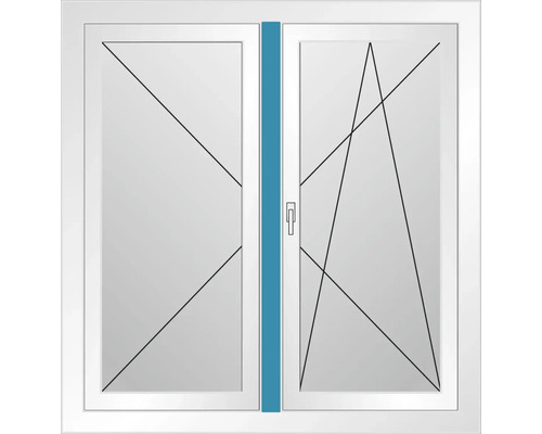 Vitt fönster med två bågar och isolerglas