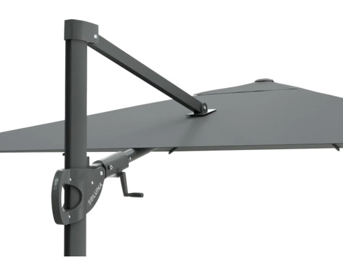 Detaljvy av ett parasoll med vevmekanism