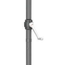 Detaljvy av ett parasollställ med vevmekanism