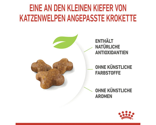 Kroketter för kattungar anpassade till den lilla käken. Produkten innehåller naturliga antioxidanter och är utan konstgjorda färgämnen och smakämnen.