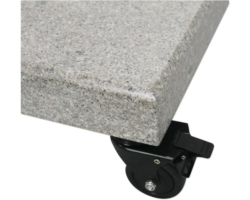 Parasollfot av granit med låsbart hjul