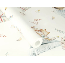 Tapetrulle med räv- och blomstermönster