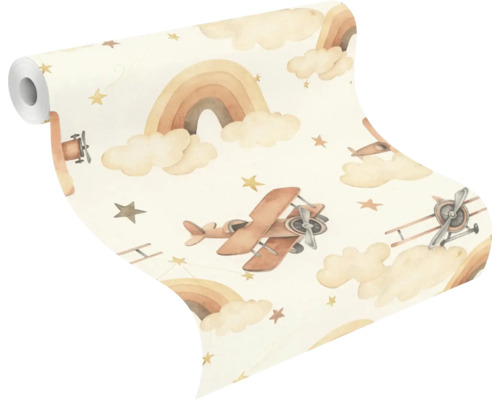 Tapetrulle med flygplans-, regnbågs- och stjärnmönster