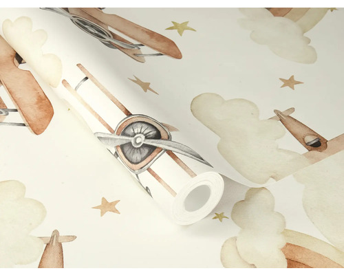 Tapetrulle med flygplans- och stjärnmönster