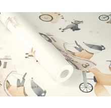 Tapetrulle med djurmotiv och reseillustrationer