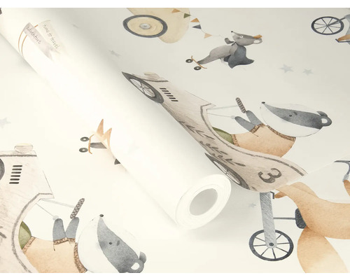 Tapetrulle med djurmotiv och reseillustrationer