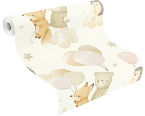 Tapetrulle med skogsdjursmotiv och ballonger