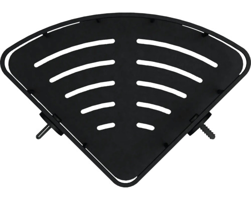 Svart hörnhylla med skåror för väggmontering