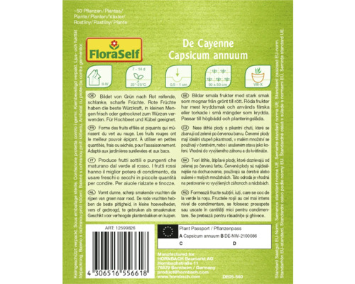 Produktinformation De Cayenne Capsicum annuum