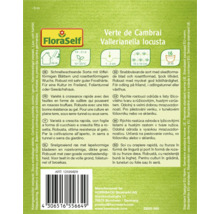 Förpackning med sallad 'Verte de Cambrai' från varumärket FloraSelf med information om egenskaper och odling