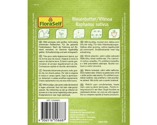 Fröförpackning Riesenbutter/Vitessa Raphanus sativus