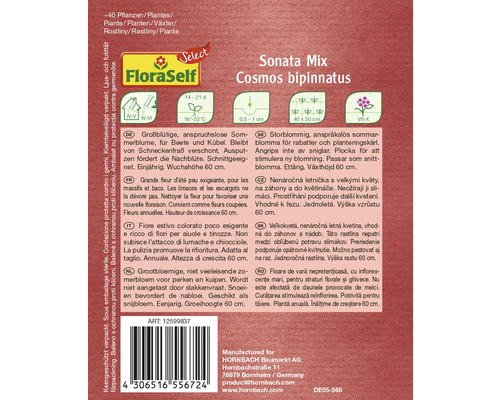 Fröpåse Sonata Mix Cosmos bipinnatus för cirka 40 plantor