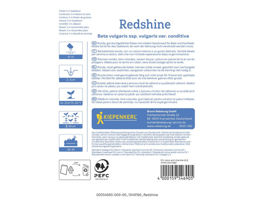 Planteringsband rödbeta Redshine med odlingsanvisningar