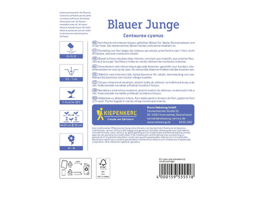 Information om blåklint Blauer Junge Centaurea cyanus