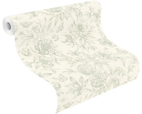 Tapetrulle med blom- och fjärilsmönster