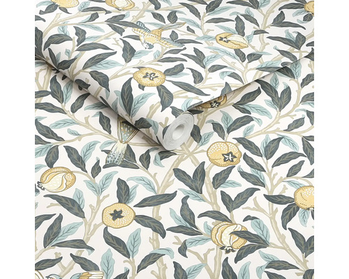 Tapetrulle med fågel- och granatäpplemönster