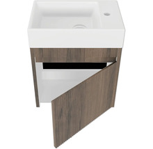 Tvättställsskåp med öppen dörr