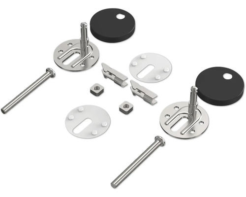 Monteringssats för toalettstolar med skruvar, muttrar, fästen och brickor