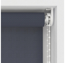 Detalj av mörkgrå sidodragrullgardin