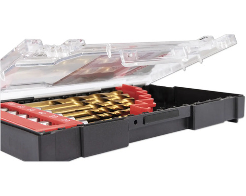 Borrsats i öppen plastlåda