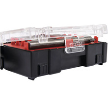 Borrsats i svart plastlåda med transparent lock