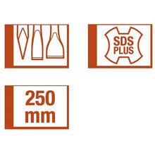 Symbol för borrform, SDS Plus och 250 millimeter