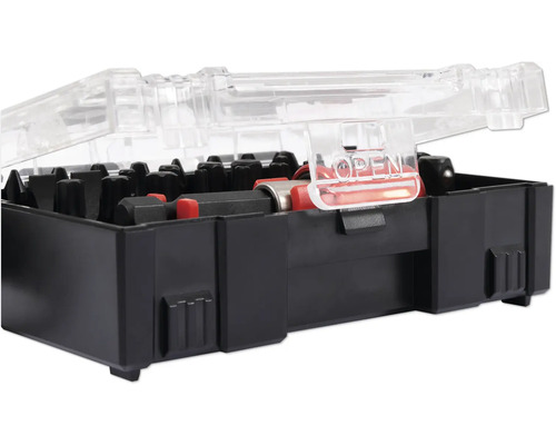 Bitsats i svart hölje med transparent lock