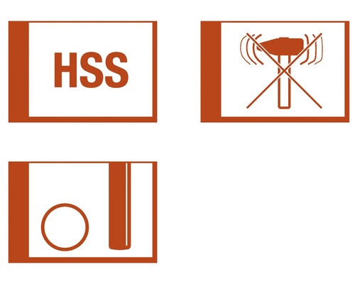 HSS-symbol, symbol för inget hammarslag, symbol för hålsågborr