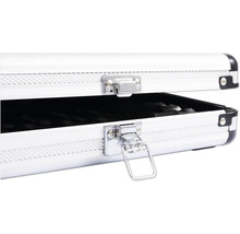 Öppen verktygslåda i aluminium med silverlås