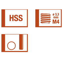 HSS-symbol, gängsymbol diameter 3,3 millimeter, M4-symbol