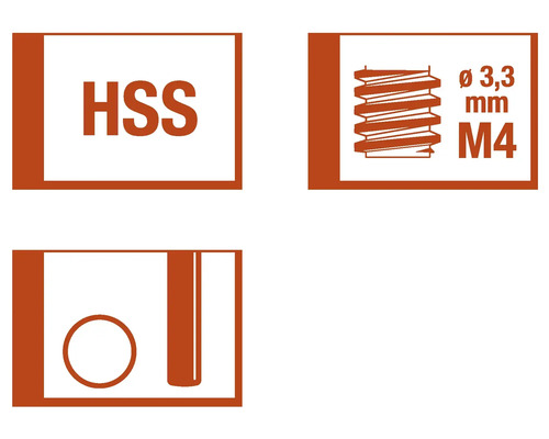HSS-symbol, gängsymbol diameter 3,3 millimeter, M4-symbol