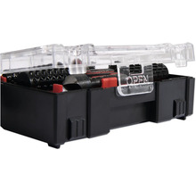 Verktygssats med svart hölje och genomskinligt lock