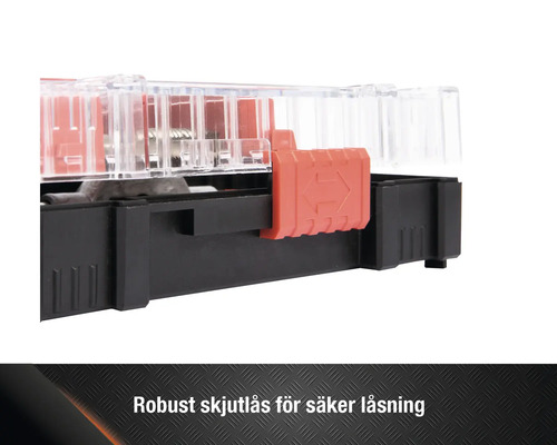 Säkringsdosa med skjutlås för säker låsning