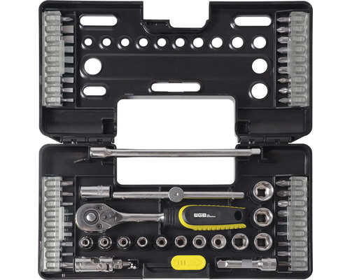 Rörnyckelsats WGB 1/4" 57-delars Verktygssats med skiftnyckel, hylsor och bits
