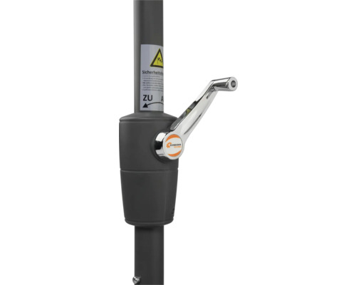 Vevmekanism för parasoll med Schneider Schirme logotyp